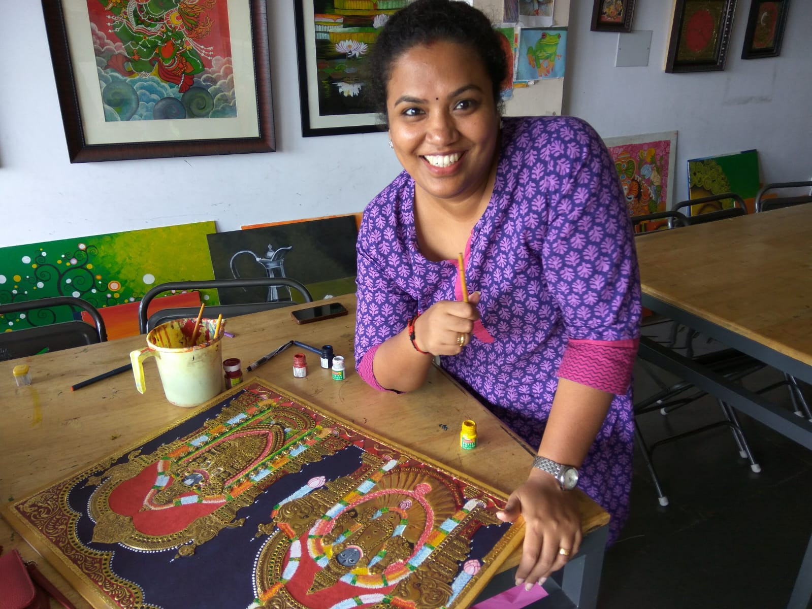 Close-up Kerala Mural detailing